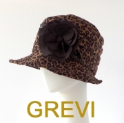 grevi おしゃれ帽子 ヒョウ柄 グレヴィのシルクのコサージュつき帽子 アニマル柄 レオパード firenze イタリア 直輸入  ハット フィレンツェ★送料無料