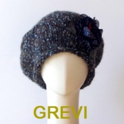 グレヴィ GREVI グレヴィ ベレー 帽子 ハット ニット帽子 ニットキャップ  ニット帽 レディース 防寒 花 フラワー 付 ハンドメイド おしゃれ帽子 Firenze イタリア製  ハット フィレンツェ★送料無料