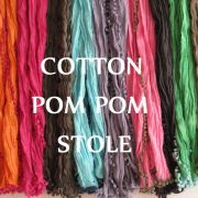 【ポンポンストール】コットン ストール（綿100％） 50cm×180ｃｍ＜ポンポン＞１０カラー/スカーフ/誕生日・プレゼント★メール便対応