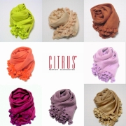 【CITRUS シトラス】無地13カラー  コットン・シルクのポンポンストール＜CITRUSストール公式ショップ＞★送料無料
