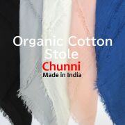 オーガニックコットン ストール 大判 オーガニック コットン スカーフ 正方形 【 Chunni 】 春 春物 春夏 夏用ストール UV メンズ レディース  紫外線 冷房対策 日焼け防止 UVカット 綿 100% 白 黒 フリンジ 無地 ショール 秋冬 ORGANIC COTTON ★メール便対応