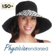 【Physiciane endorsed】折りたたみ 帽子 ブラック/ホワイト UPF50+ /UV帽子/ひよけ・ハット・つば広＜折りたたみ 帽子の専門店＞