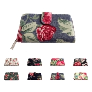 【二つ折り財布 小銭入れ 付き】レディース 財布 オイルクロス FOLDED ZIP WALLET 花柄 フラワー  バラ スター 女性用 ウォレット★メール便対応　