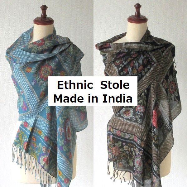 コットンタッチ ストール 大判 スカーフ マフラー 花 クロスステッチ 模様 秋 秋物 春物 秋冬 大判スカーフ フラワー UVカット  大判ストール 50×180cm ビスコース 100% 花柄 UV 防寒対策 エスニック柄 UV 防寒対策 インド製 レディース★メール便対応