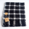 【YARNZ】15AW/ヤーンズ Grid/STANDARD FORM 大判ストール チェックのストール 大判　厚手のウール・カシミアストール 黒 ヤーンツ★送料無料