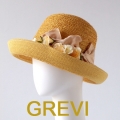 【grevi】ストローハット 花　バラ　リボン コサージュ フラワー グレヴィの麦わら帽子 イタリア直輸入ハット UV帽子 紫外線防止 フィレンツェ★送料無料