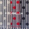 【22秋冬 新柄】 P.CORNILLON コルニヨン マフラー 水玉 ドット チェック レディース フリンジ ストール アクリル ウール リバーシブル ブランド 秋冬 冬 フランス製 カシミヤタッチ ジャガード レッド ホワイト ブラック ★メール便対応