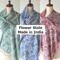 コットンタッチ ストール 大判 スカーフ マフラー 花柄 植物 秋 秋物 春物 秋冬 大判スカーフ UVカット ラワー 大判ストール 50×180cm ビスコース 100% 柔らかい エスニック柄 UV 防寒対策 インド製 レディース 青 緑 ワインレッド ★メール便対応