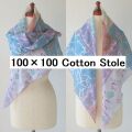コットン ストール 大判 正方形 スカーフ ガーゼ 春 春物 夏 用 夏用 春夏 薄手 大判スカーフ バンダナ UVカット 冷房対策 ペイズリー 夏用ストール 100×100 綿 100% コットンストール UV 紫外線対策 インド綿 レディース ターコイズ ベージュ★メール便対応