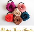 【ヘアアクセサリー】ヘアゴム・バラ/ハンドメイド/かわいい・結婚式・2次会/オフィス/花・フラワー/手作り/ベージュ・ブラウン・ブルーグリーン・ピンク★メール便対応