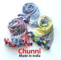 ポンポン ストール Chunni ポンポンストール ストライプ 綿100% コットン スカーフ 黄色 紺 赤 青 春 春夏 夏 夏用ストール＜CITRUS・Mattaで人気のタッセル＞★メール便対応