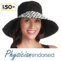 【Physiciane endorsed】折りたたみ 帽子 ブラック/ホワイト UPF50+ /UV帽子/ひよけ・ハット・つば広＜折りたたみ 帽子の専門店＞