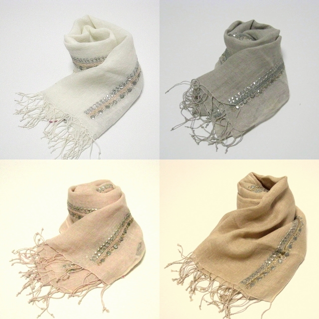 Citrus シトラス ビーズ刺しゅう無地 リネン100 ストール通販ショップ Citrusストール公式ショップ 送料無料 Jpコンセプト