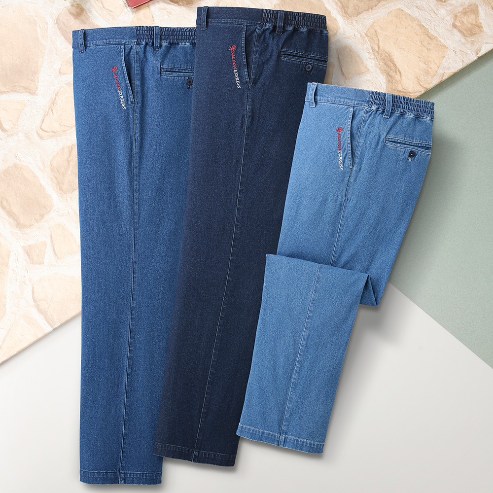 サルーンエクスプレス 刺繍入りストレッチ デニムパンツ 3色組