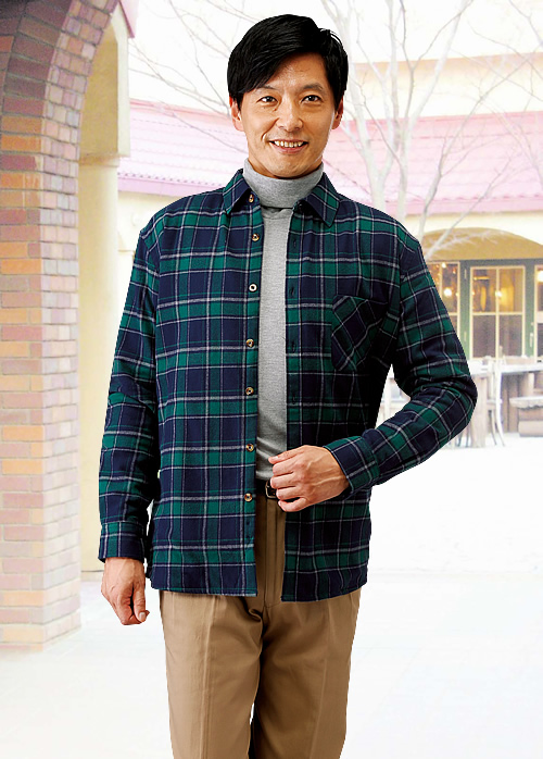 45rpm& 美品 裏フリース 中綿ジャケット 3 紺緑黒チェック すっきり暖か裏フリースシャツ同サイズ3色組