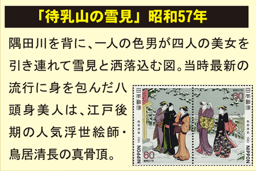 日本美人切手総覧 江戸浮世絵美人画切手総覧「全74枚68種」額装セット ー 三宝堂