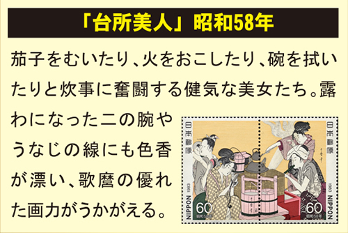 全74枚68種」額装セット江戸浮世絵美人画切手総覧