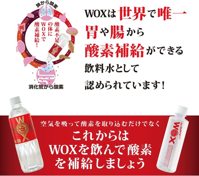 WOX ウォックス 500ml×12本セット 酸素補給水 飲む酸素 高濃度酸素リキッド 新世代酸素水