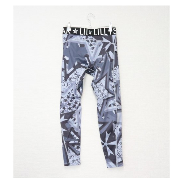 リルワンスター Lill one STAR マッスルパンツ ロング グレー トレーニングパンツ ウェア パンツ スパッツ パッチ ジム トレーニング