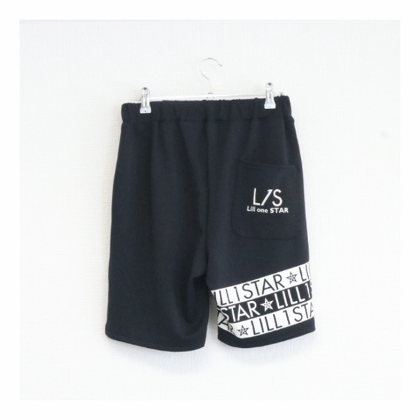 【リルワンスター】Lill one STAR ボーダーロゴハーフパンツ ブラック