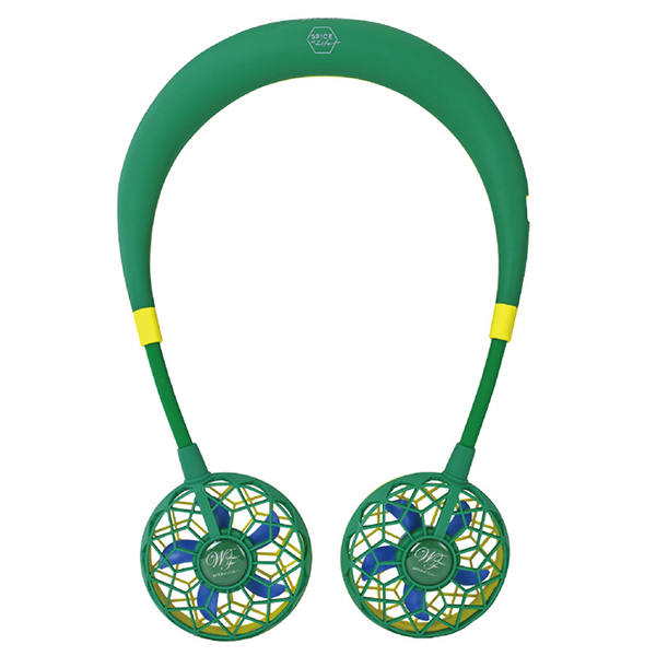 スパイス SPICE ダブルファン ハンズフリー イエロー×グリーン 首掛け 首かけ 携帯用 扇風機 ハンディファン df202ygr