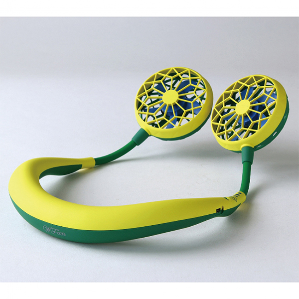 スパイス SPICE ダブルファン ハンズフリー イエロー×グリーン 首掛け 首かけ 携帯用 扇風機 ハンディファン df202ygr