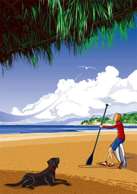額装ジクレーイラスト「夏の記憶」