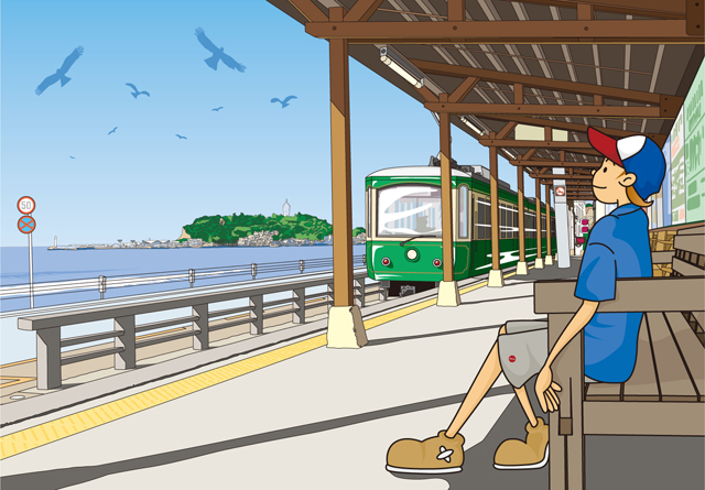 額装ジクレーイラスト「鎌高前」 ジュジュタケシミュージアムショップ