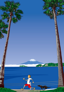 額装ジクレーイラスト「Bomdia Fujisan」 ジュジュタケシミュージアム 