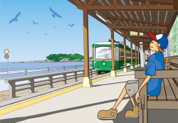 額装ジクレーイラスト「鎌高前」 ジュジュタケシミュージアムショップ