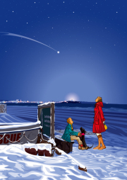 額装ジークレーイラスト「あたたかな夜景」