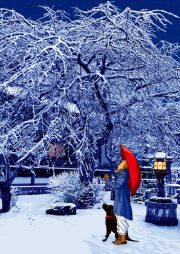 額装ジークレーイラスト「雪灯り」