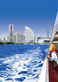 額装ジクレーイラスト「SeaBassの波」
