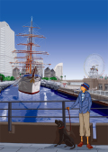 額装ジクレーイラスト「NIPPONMARUの見える場所」