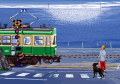 額装ジークレーイラスト「江ノ電と海と光yoko」