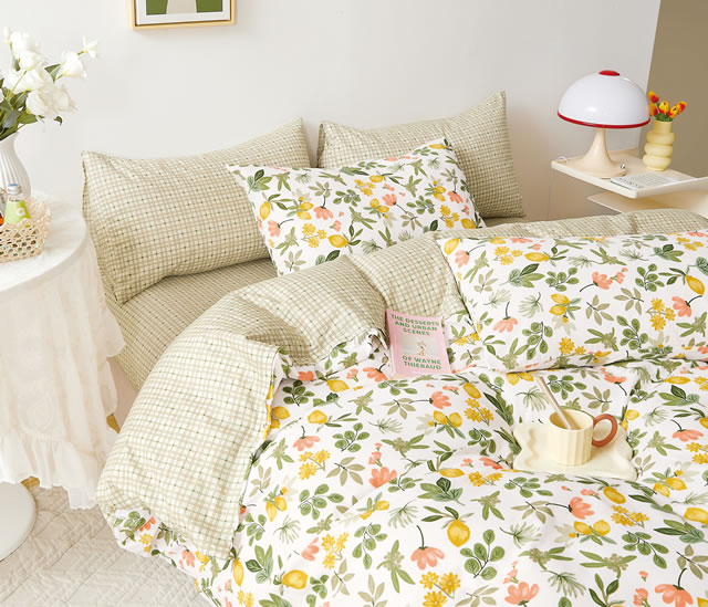 美しい布団カバー4点セット(ダブル) SDN002W (寝具/寝具カバー/ベッドリネン/ベッドカバー/シーツ/掛け布団カバー/布団カバー/ボックスシーツ/ピロケース/枕カバー)