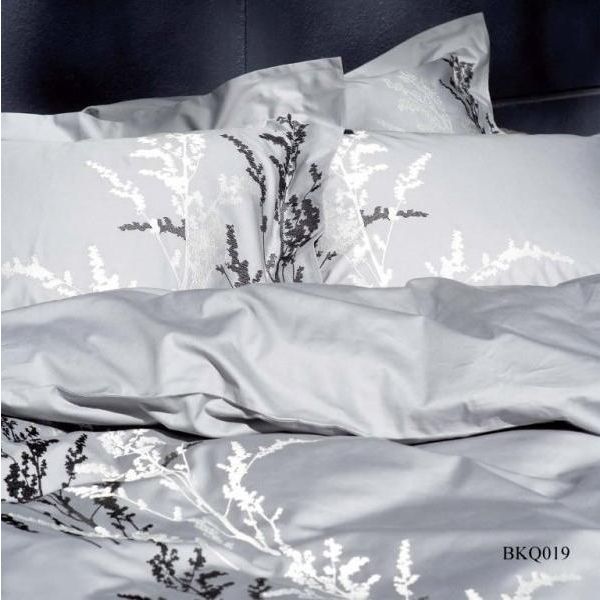 BKQ019掛け布団カバー/ダブル(刺繍)(ベッドリネン 寝具カバー ボックスシーツ ピロケース 枕カバー 北欧 花柄)