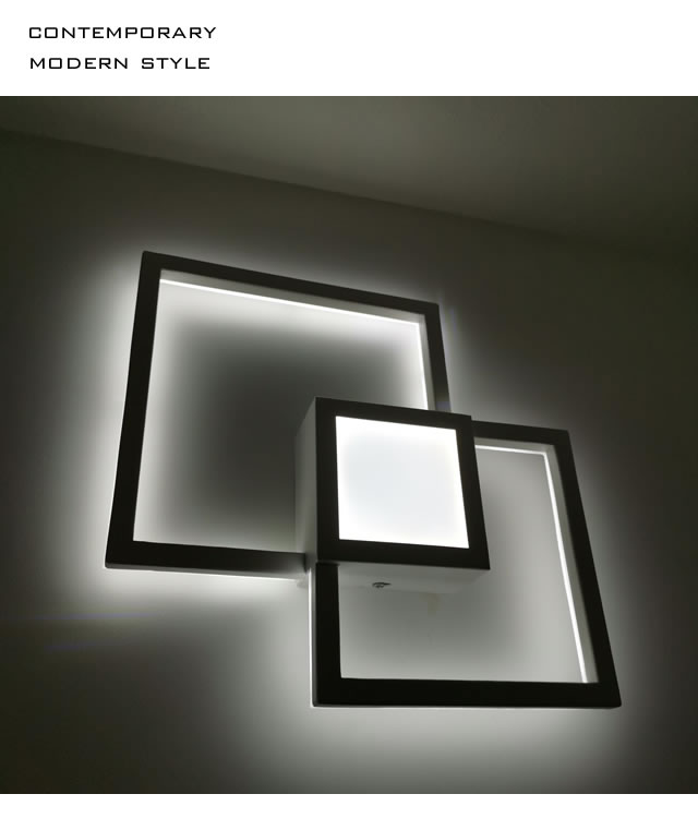 お洒落な壁照明_wall_square 明るい2000ルーメン LED暖色と白色の二色調温 高級ホテルスタイル