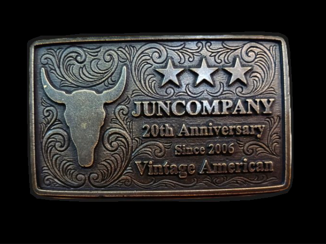 JUN COMPANYオリジナルデザイントップバックル 【20thアニバーサリーバックル】 JC-008 アンティークブラス