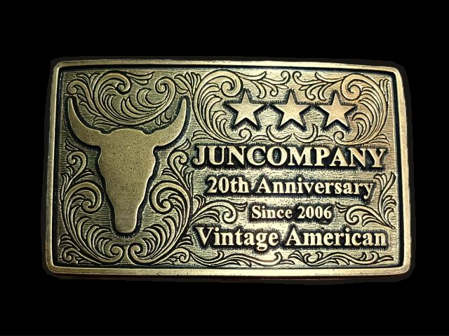 JUN COMPANYオリジナルデザイントップバックル 【20thアニバーサリーバックル】 JC-008 アンティークゴールド