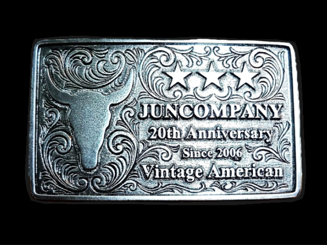 JUN COMPANYオリジナルデザイントップバックル 【20thアニバーサリーバックル】 JC-008 アンティークシルバー