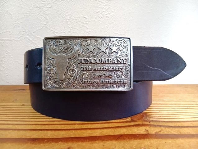 JUN COMPANYオリジナルデザイントップバックル 【20thアニバーサリー】 JC-008 アンティークシルバー　栃木レザーベルト 　　40ｍｍセット　革ベルト