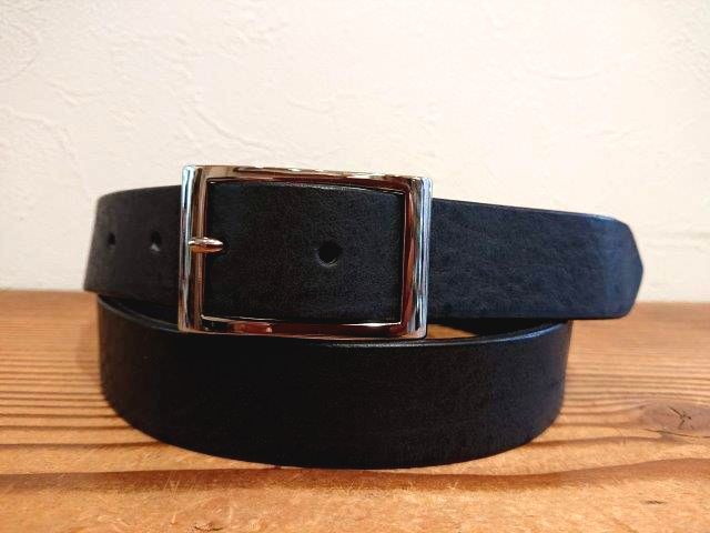 【即納品】イタリアンレザービジネスベルト／スーツベルト　チャコールブラック　30ｍｍ【ギャリソンタイプバックル】　