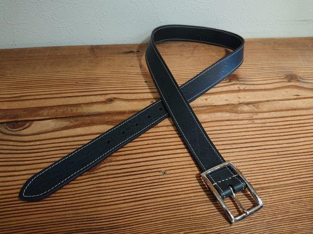 【完成品】イタリアンレザーデザインステッチベルト【 チャコールブラック】ギャリソンバックルタイプ　35ｍｍ　サイズ：93ｃｍ
