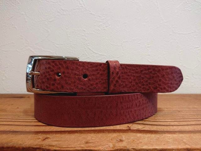 【即納品】イタリアンレザービジネスベルト／スーツベルト　レッドブラウン　30ｍｍ【帆型タイプバックル】