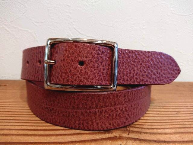 【即納品】イタリアンレザービジネスベルト／スーツベルト　レッドブラウン　35ｍｍ【ギャリソンタイプバックル】　