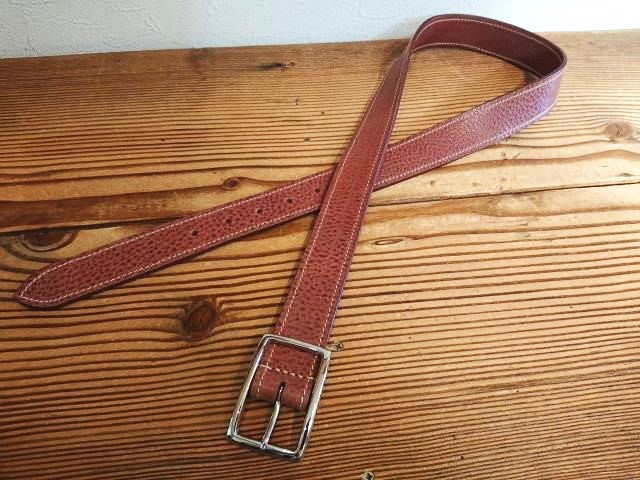 【完成品】イタリアンレザーデザインステッチベルト【 レッドブラウン】ギャリソンバックルタイプ　35ｍｍ　サイズ：89ｃｍ
