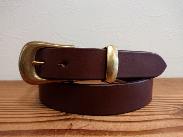 【撮影使用モデル】ナローベルト  栃木レザー【チョコレートブラウン】革ベルト　30ｍｍ　真鍮バックル＆サルカンセット　