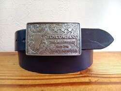 JUN COMPANYオリジナルデザイントップバックル 【20thアニバーサリー】 JC-008 アンティークシルバー　栃木レザーベルト 　　40ｍｍセット　革ベルト