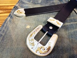 CRUMRINE（クラムライン）3ピースバックル付き　栃木レザーベルト　38ｍｍ
